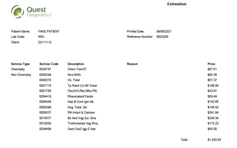 quest lab costs|quest self pay lab prices.